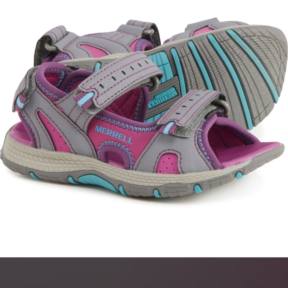 Merrell Kids Gray Pink Teal Sport Sandals